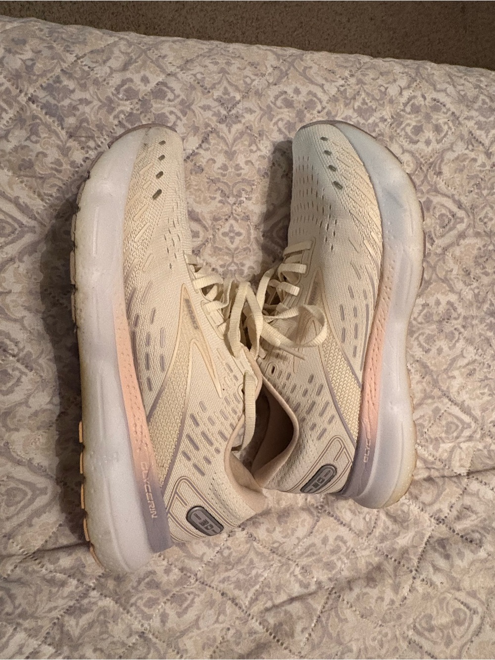 Women's Brooks Glycerin Neutral Cream Athletic Sneakers - Lightweight Comfort - Picture 2 of 5